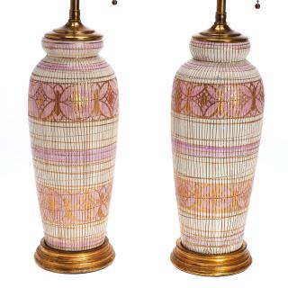 Appraisal: Pair Aldo Londi for Bitossi Seta table lamps Pair Aldo