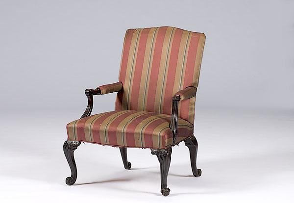 Appraisal: GEORGIAN LIBRARY ARMCHAIR English th century in mahogany with back