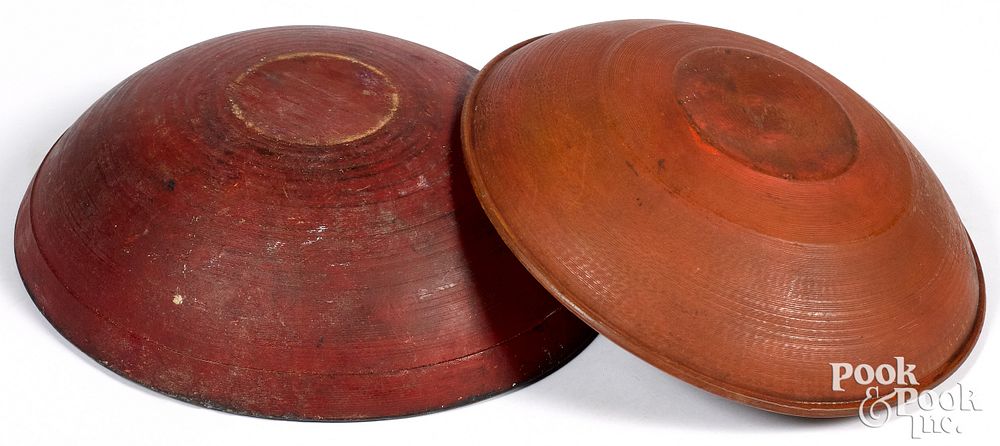 Appraisal: Two turned and painted bowls th c Two turned and