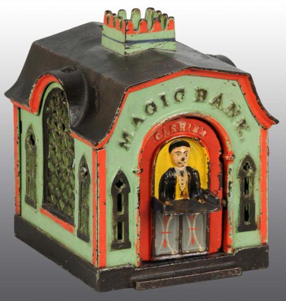 Appraisal: Cast Iron Magic Mechanical Bank Description Manufactured by J E