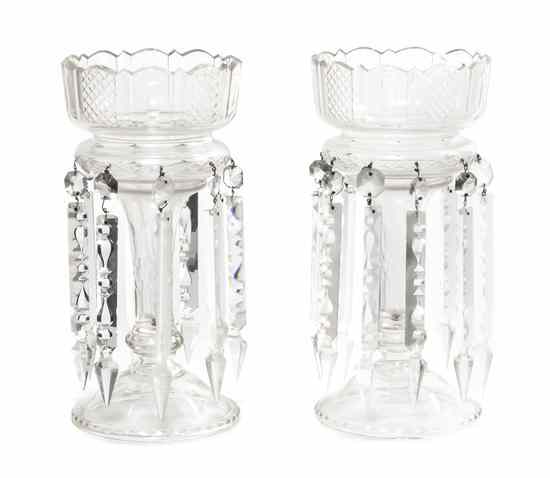 Appraisal: A Pair of Cut Glass Girandoles of trumpet form and