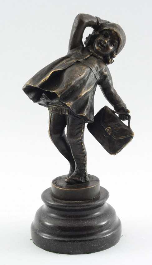 Appraisal: BRONZE OF YOUNG GIRL AFTER CHIPARUS Young girl holding purse