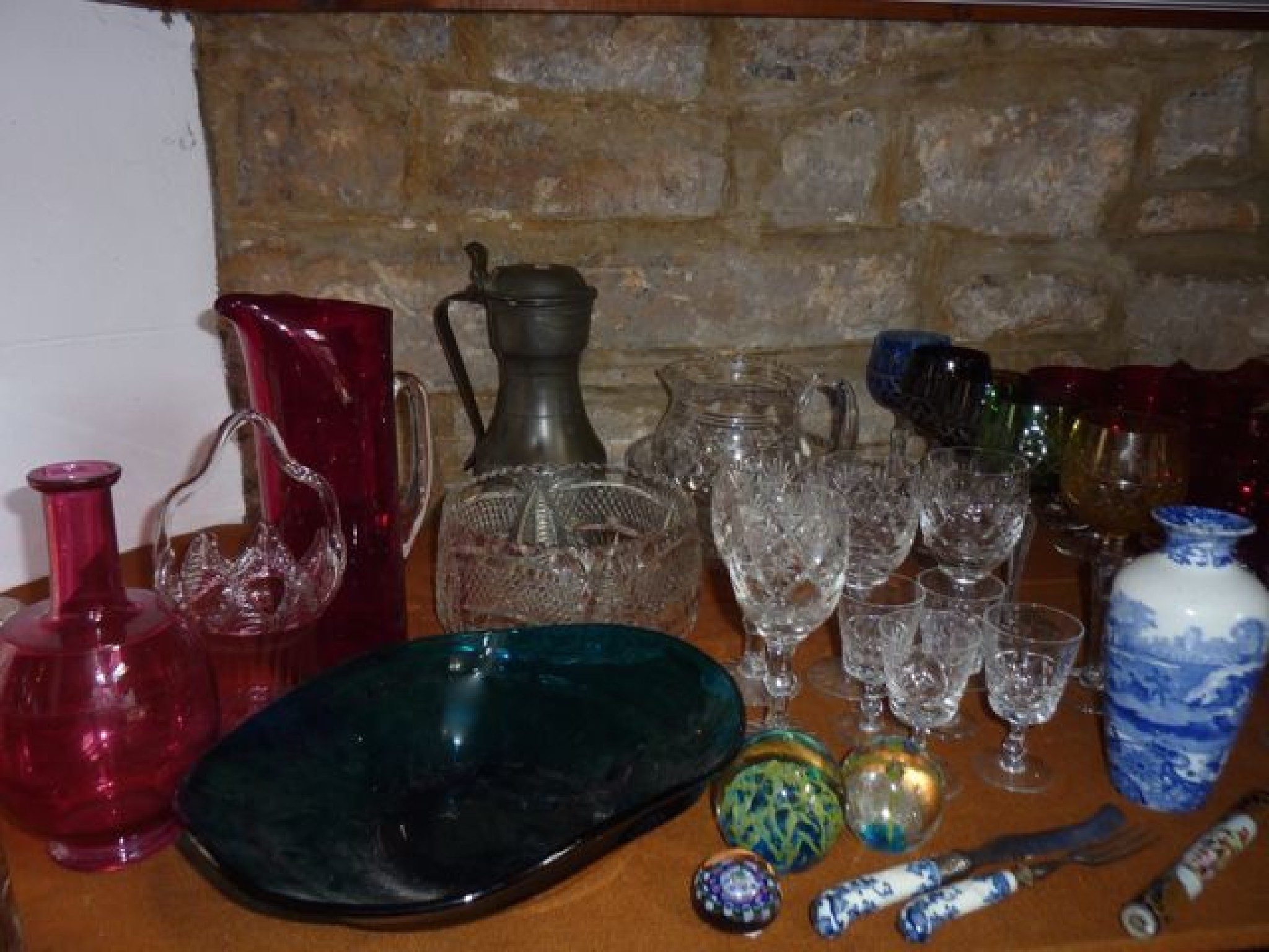 Appraisal: A collection of glassware to include five Harlequin hock wines