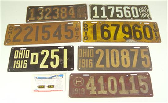 Appraisal: Seven - Ohio License Plates Two two two and one