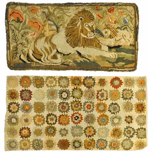 Appraisal: New England hooked rug early th c with a lion