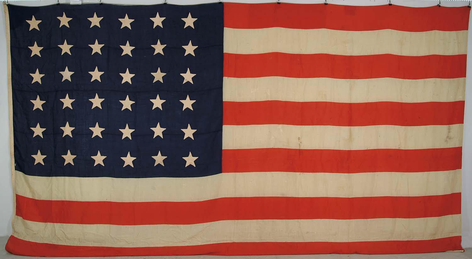 Appraisal: GARRISON SIZE CIVIL WAR STAR AMERICAN FLAG WITH UNIQUE STAMPING