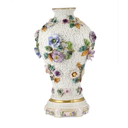 Appraisal: German Schneeballen Porcelain Vase and Stand Estimate -