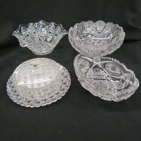 Appraisal: pc Pressed Glass butter dish oval dish and bowls