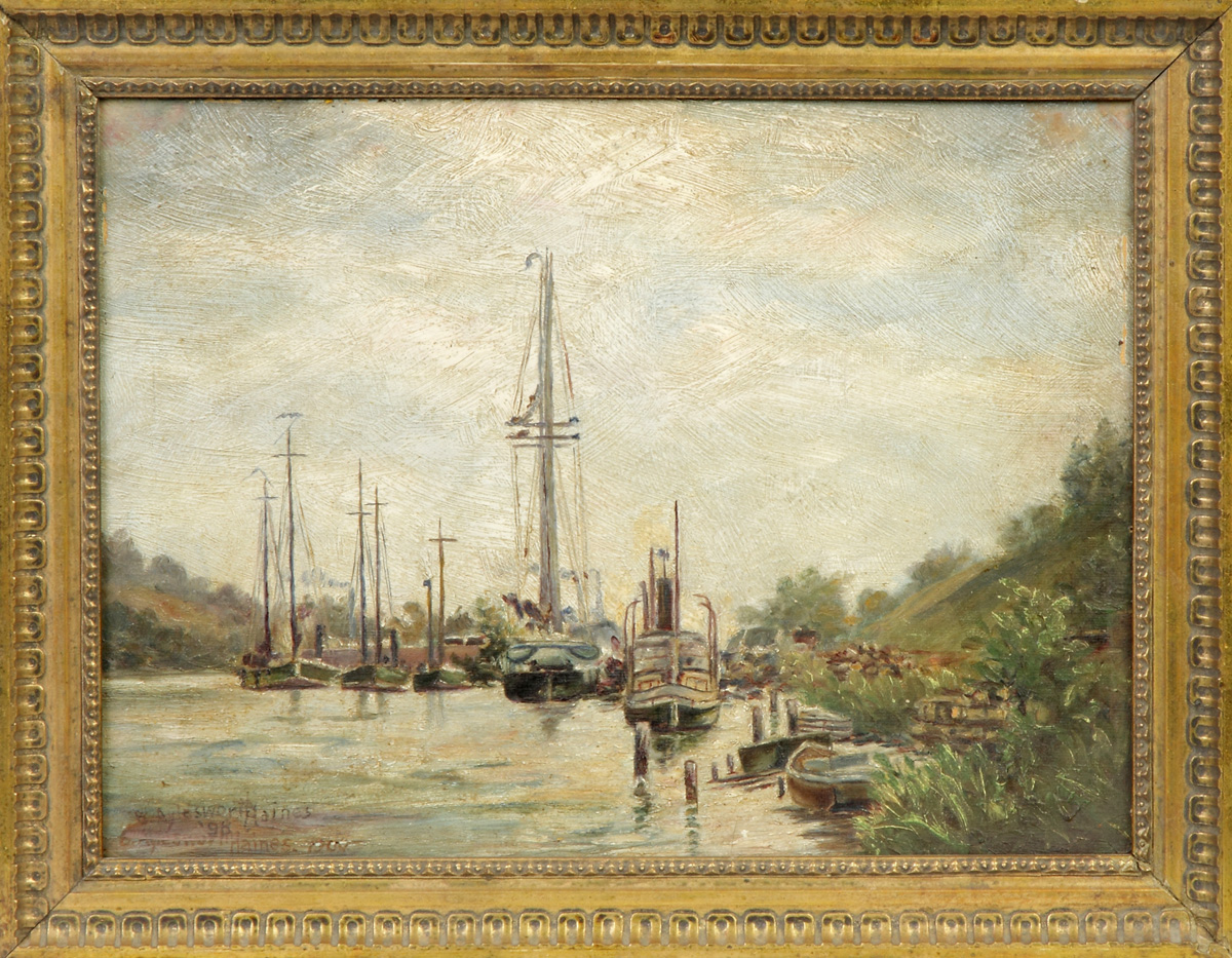 Appraisal: Haines Harbor scene Sgn Lower left Haines ' Oil artist