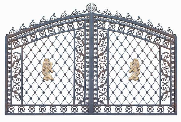 Appraisal: A pair of parcel gilt wrought and cast iron gates