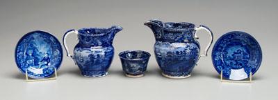 Appraisal: Blue Historic Staffordshire two pitchers quot Mt Vernon Washington s