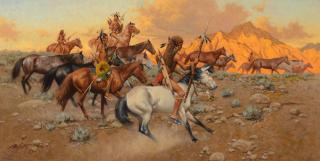 Appraisal: FRANK MCCARTHY - With the Pony Herd oil on canvas