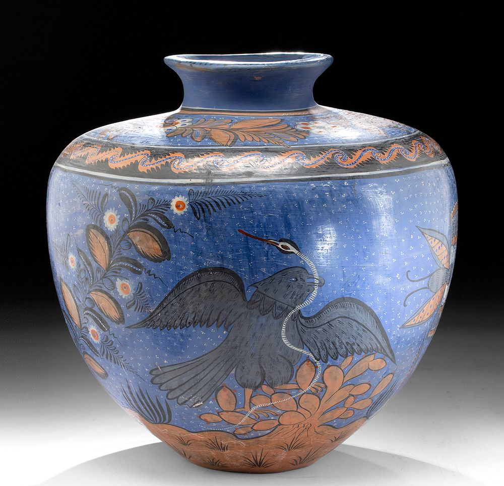 Appraisal: Early th C Mexican Pottery Jar w Eagle Snake North