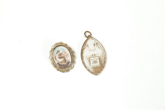 Appraisal: TWO PIECES OF MOURNING JEWELRY Probably American early th century