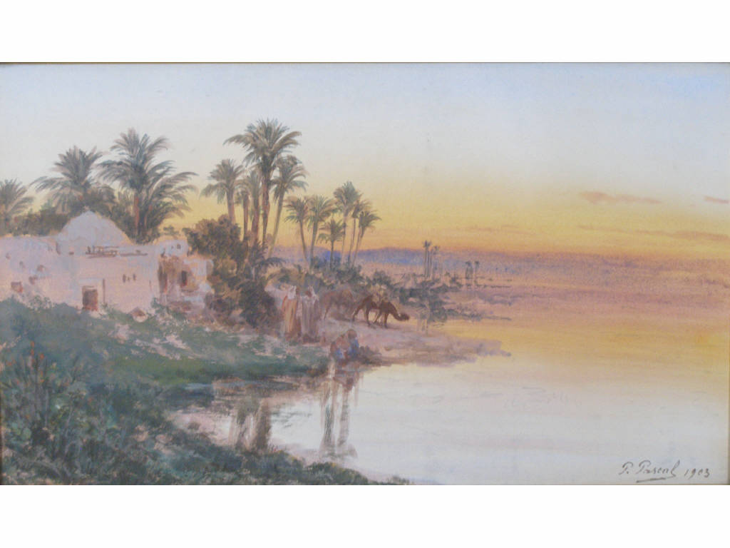 Appraisal: Paul Pascal D C - Bedouin Oasis watercolor and gouache