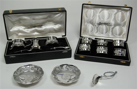 Appraisal: A cased set of six Indian napkin rings of simple