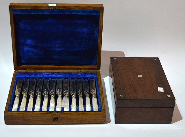 Appraisal: A cased set of twelve Victorian silver plated and mother