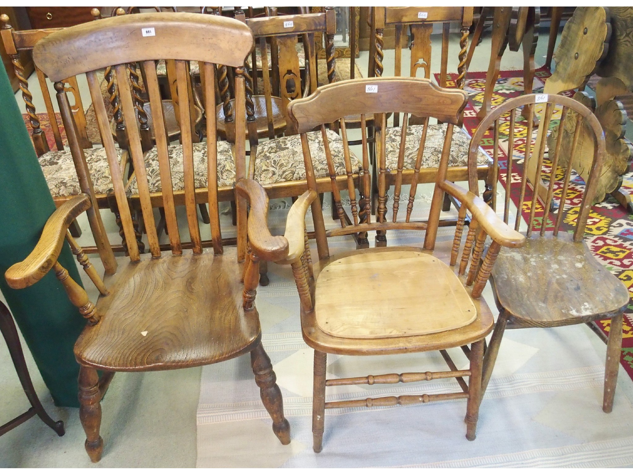 Appraisal: A th Century Windsor chair another Windsor chair def and