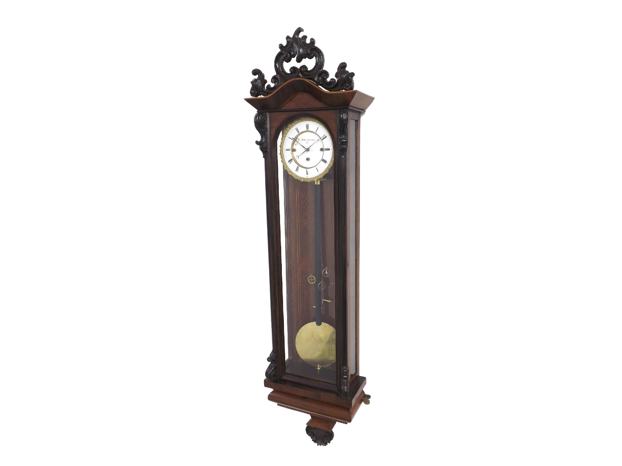 Appraisal: Austrian Biedermeier grand sonnerie triple weight regulator wall clock the