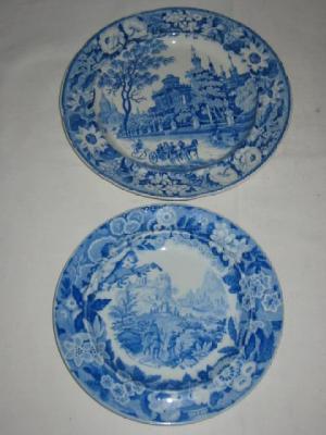 Appraisal: A DON POTTERY PLATE blue printed with View near Jaormina