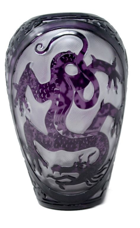 Appraisal: Steuben Acid Cut Back Dragon Cameo Glass Vase Steuben Acid