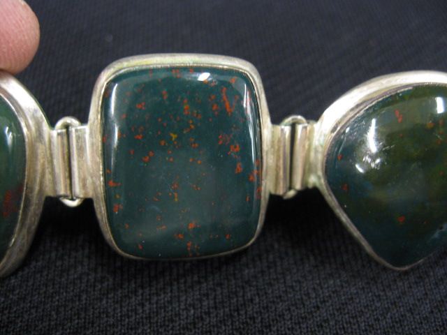 Appraisal: Bloodstone Sterling Silver Ring five large cabachons up to long