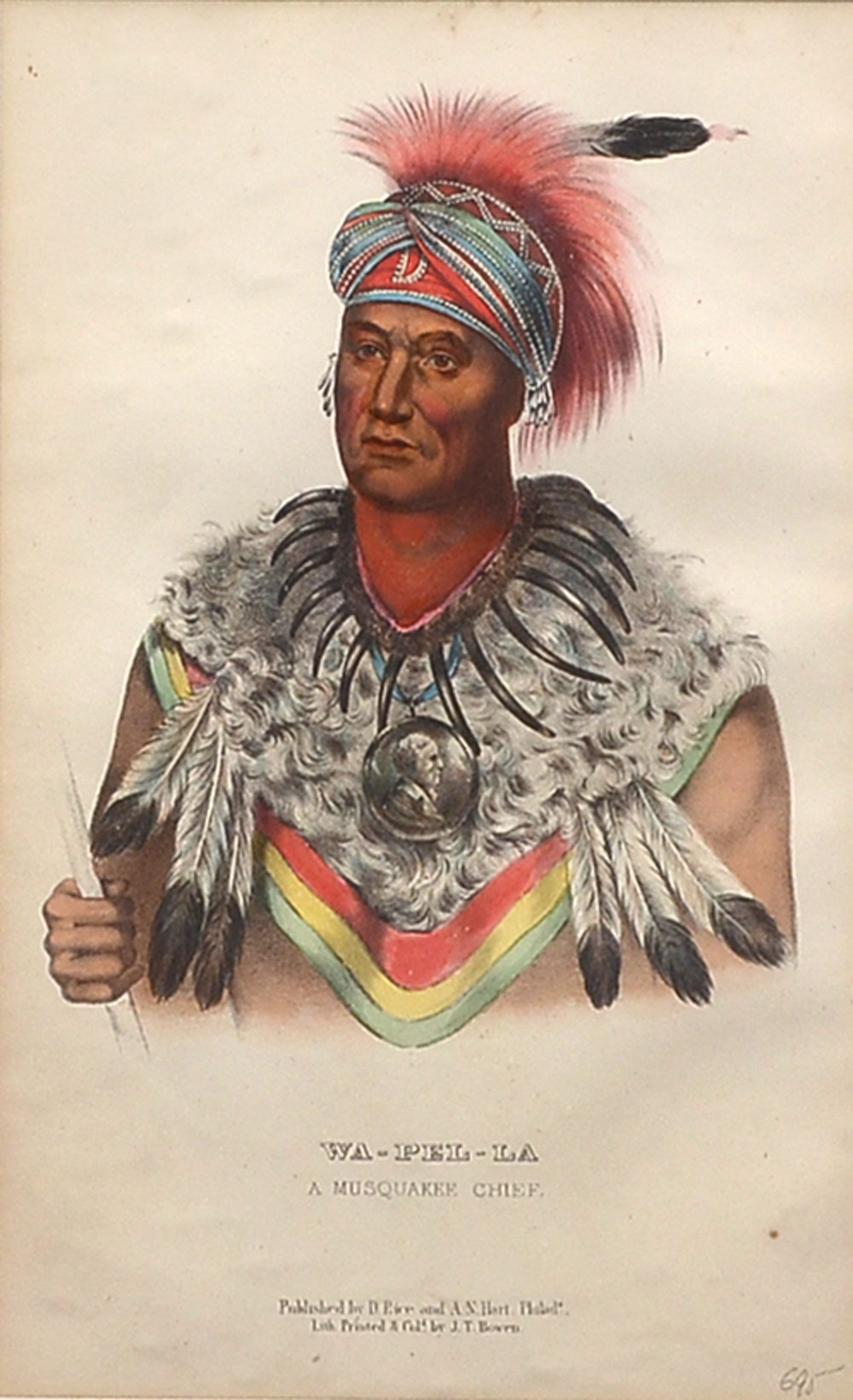 Appraisal: MCKENNEY AND HALL INDIAN LITHOGRAPH ''WA-PEL-LA A Musquakee Chief'' sight