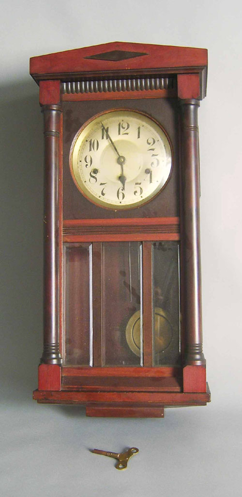 Appraisal: Mahogany wall clock ca h