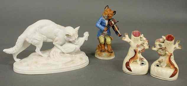 Appraisal: Parian ware figure of a fox with game after a