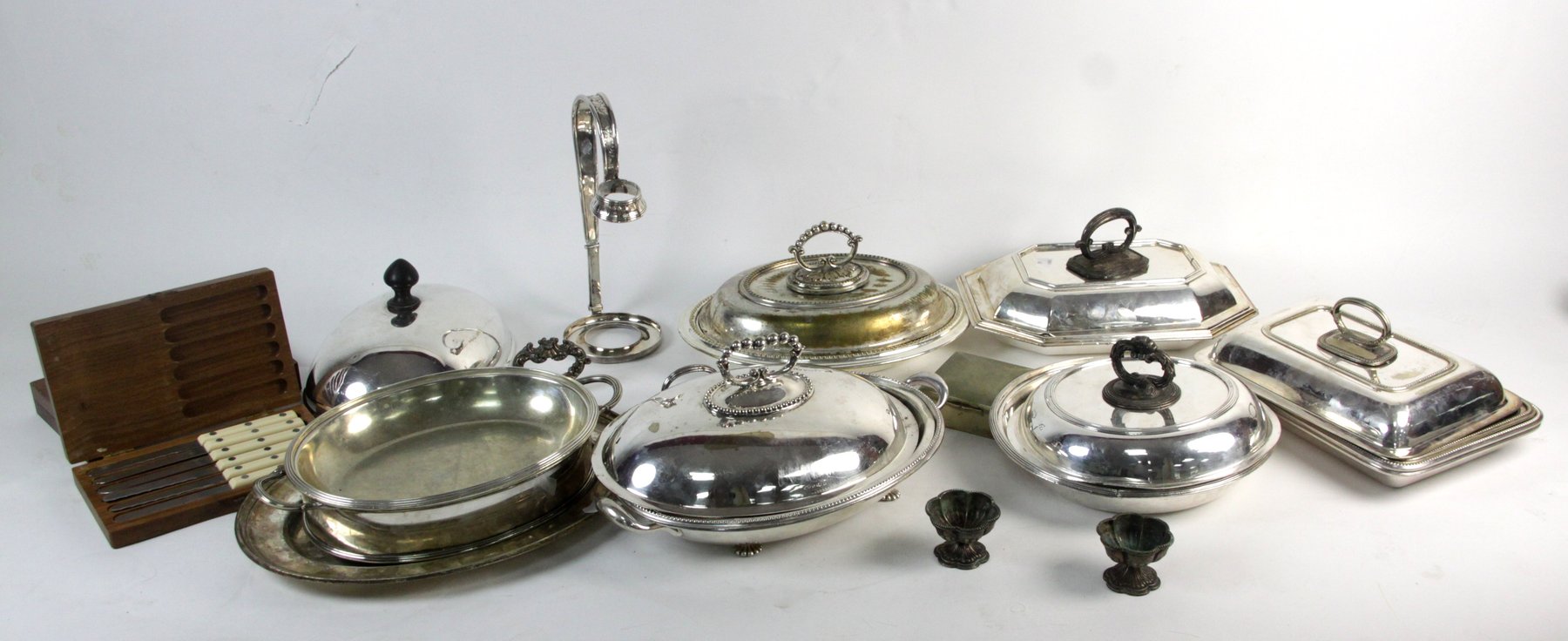 Appraisal: A quantity of silver plated entr e dishes and covers