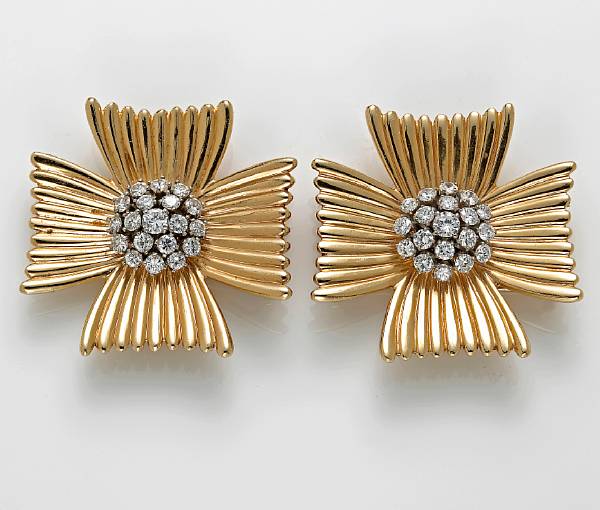 Appraisal: A pair of diamond clip brooches circa 's estimated total