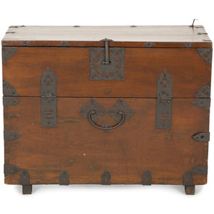 Appraisal: A Japanese Iron Mounted Blanket Chest th th Century Height