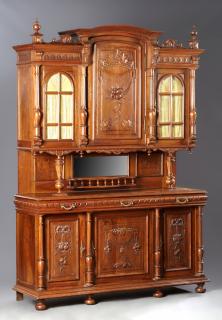 Appraisal: French Henri II Style Carved Walnut Buffet a Deux Corps