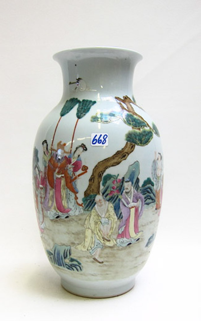 Appraisal: CHINESE FAMILLE ROSE PORCELAIN VASE a round ovoid vessel of