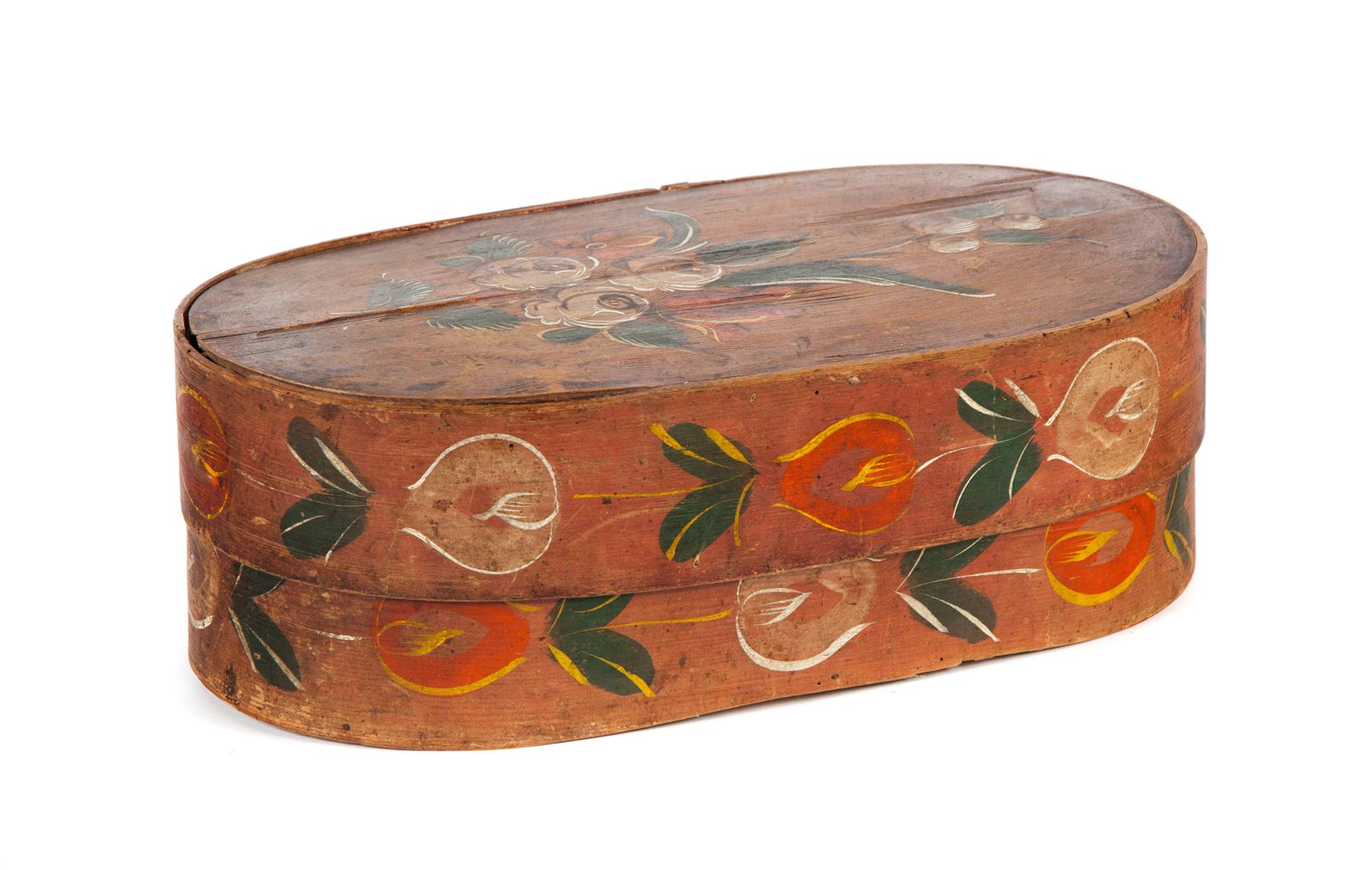 Appraisal: EUROPEAN BRIDE'S BOX Nineteenth century Bentwood with laced seams Original