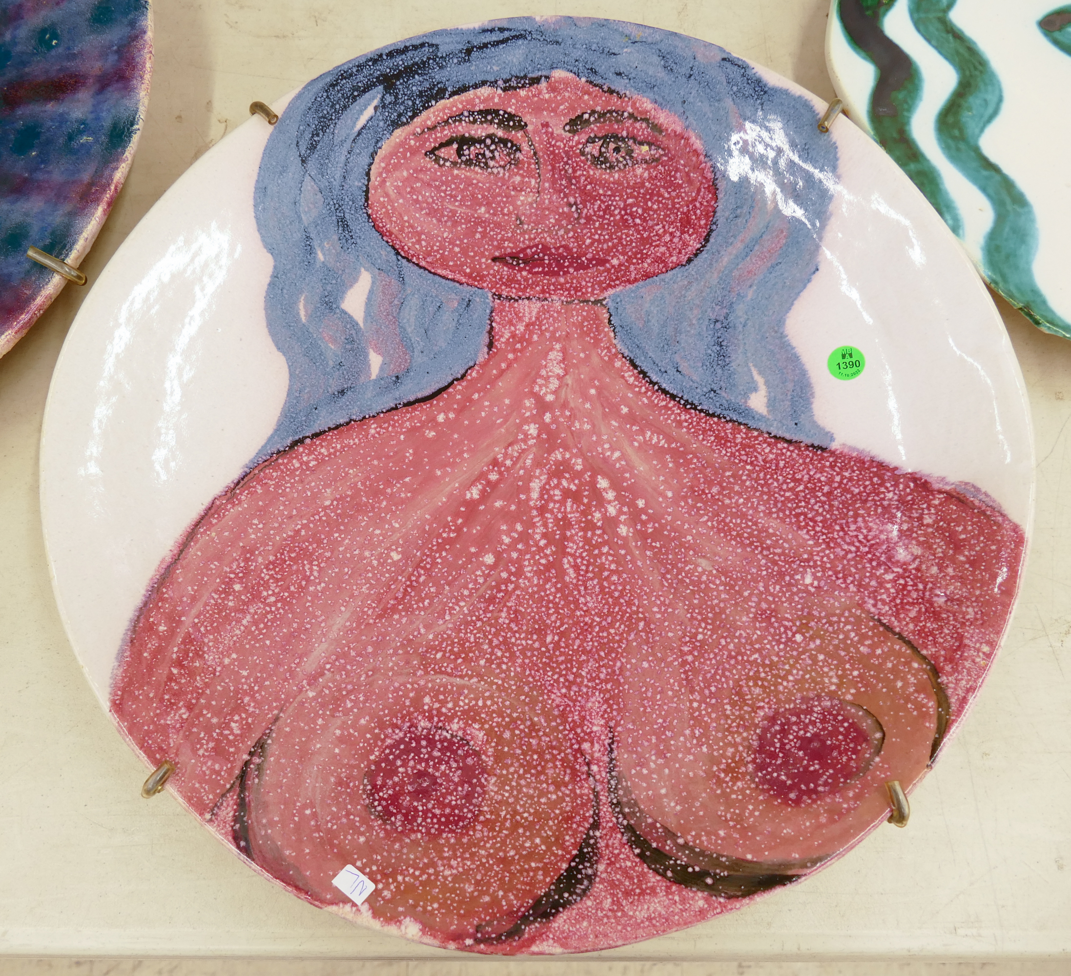 Appraisal: Alex Duff Combs Alaska Nude Woman Studio Pottery Charger- ''