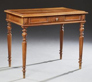 Appraisal: French Louis XVI Style Carved Walnut Writing Table French Louis