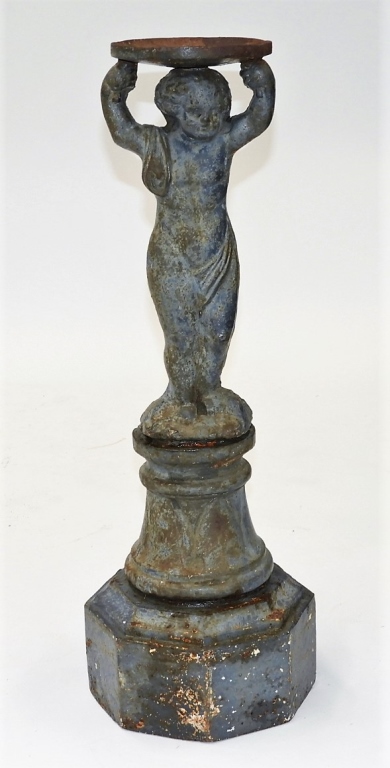 Appraisal: C FRENCH BLUED CAST IRON FIGURAL BIRD BATH BASE France