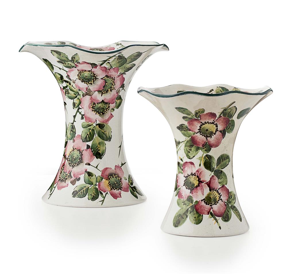 Appraisal: WEMYSS WARE TWO 'DOG ROSES' LADY EVA VASES EARLY TH