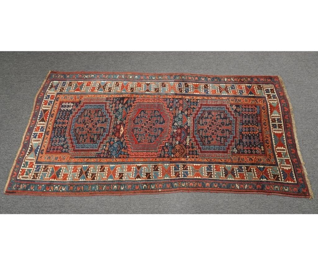 Appraisal: Colorful Kazak center hall runner with overall geometric pattern three