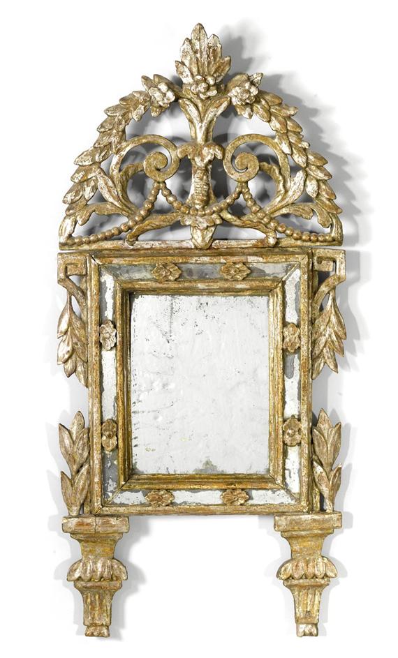 Appraisal: MIRROR Louis XVI Carved and silvered wood x cm Silvering