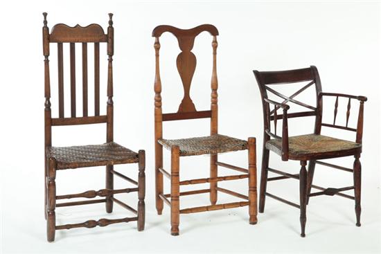 Appraisal: TWO SIDE CHAIRS AND AN ARMCHAIR American nd half- th-early