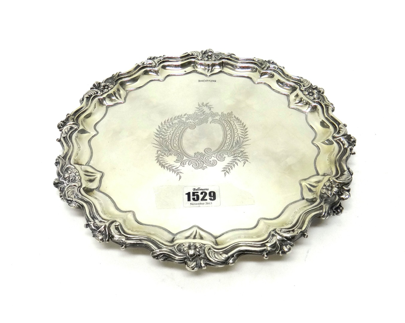 Appraisal: A silver salver of shaped circular form engraved to the