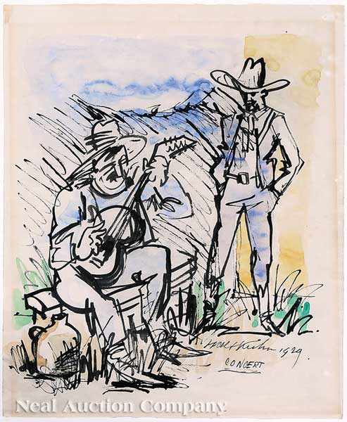 Appraisal: Walt Kuhn American - Cowboys watercolor on paper signed titled