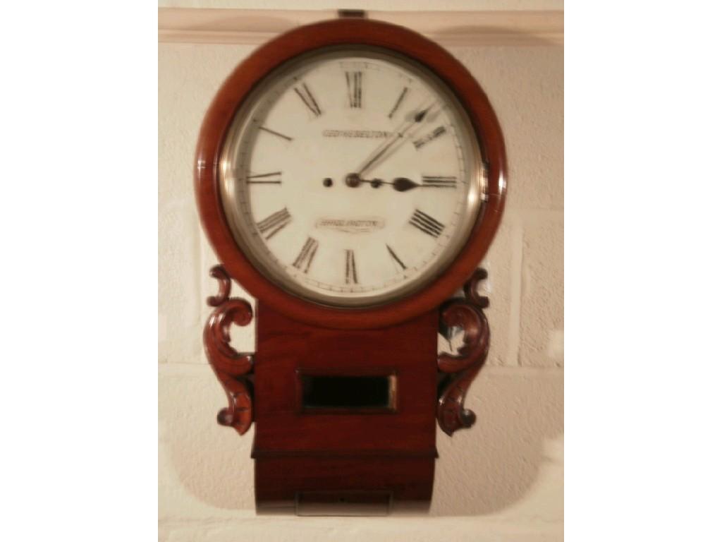 Appraisal: A Victorian mahogany drop dial wall clock with cast bezel