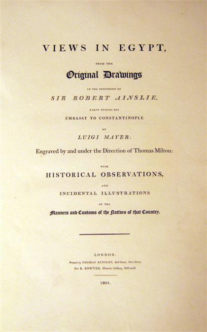 Appraisal: vol Mayer Luigi Views in Egypt from The Original Drawings