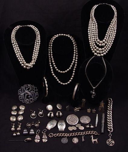 Appraisal: LOT OF STERLING JEWELRY ETC Mexican Sterling jewelry to include