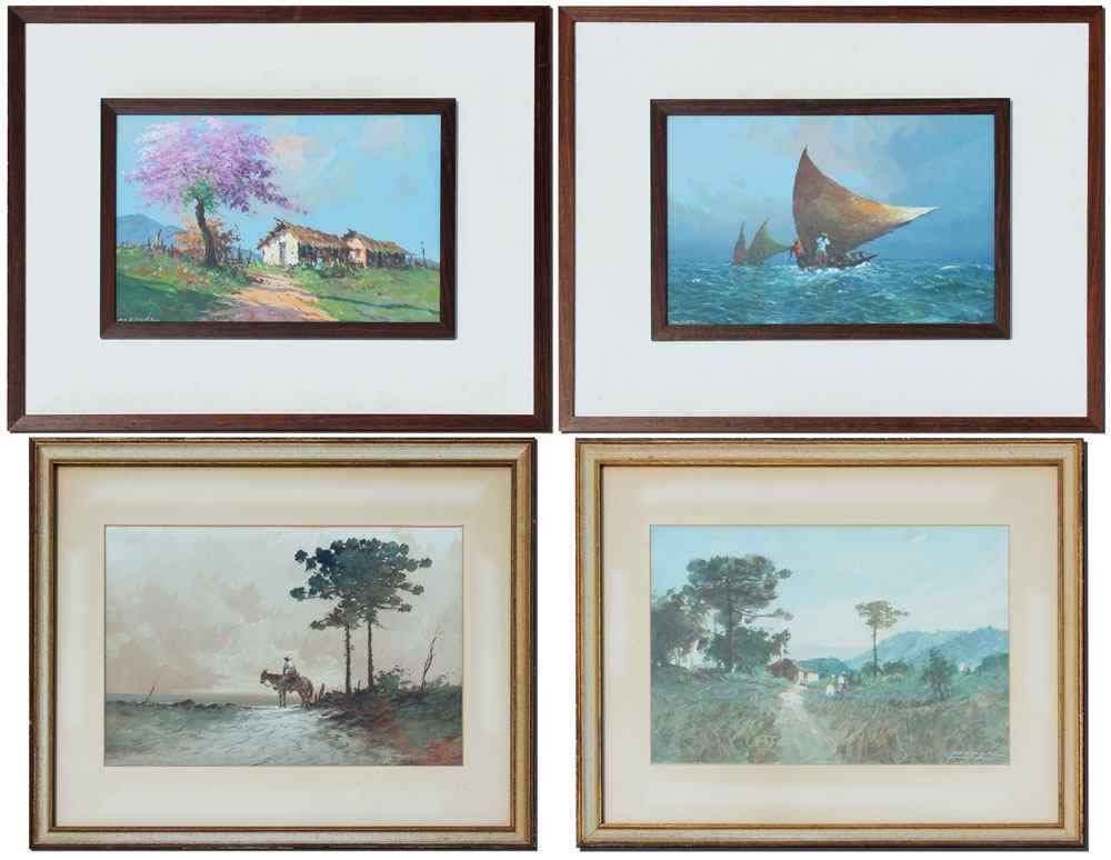 Appraisal: MANZKE Reinaldo Brazilian - Piece Painting Lot to include Sailboats