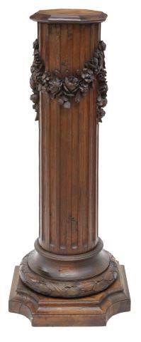 Appraisal: French Neoclassical carved oak column th c octagonal top fluted