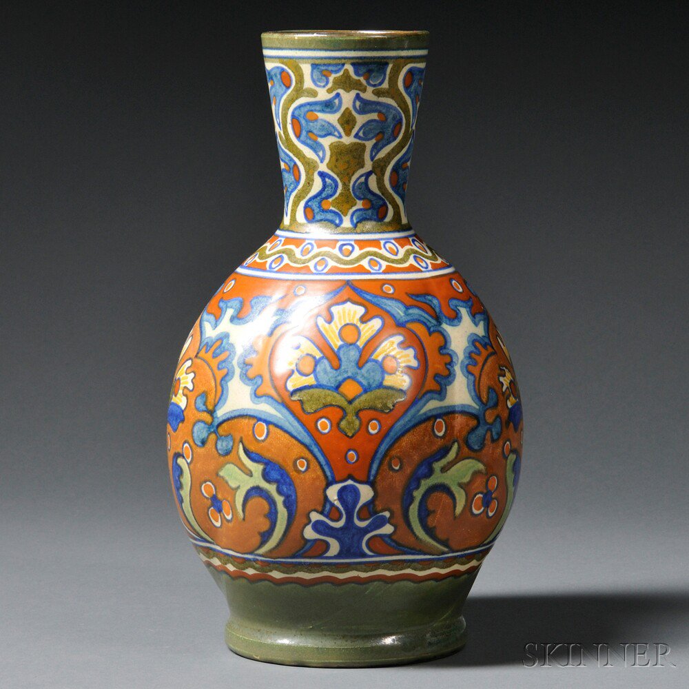 Appraisal: Zuid Holland Gouda Rhodian Oriental Pattern Pottery Vase Netherlands c